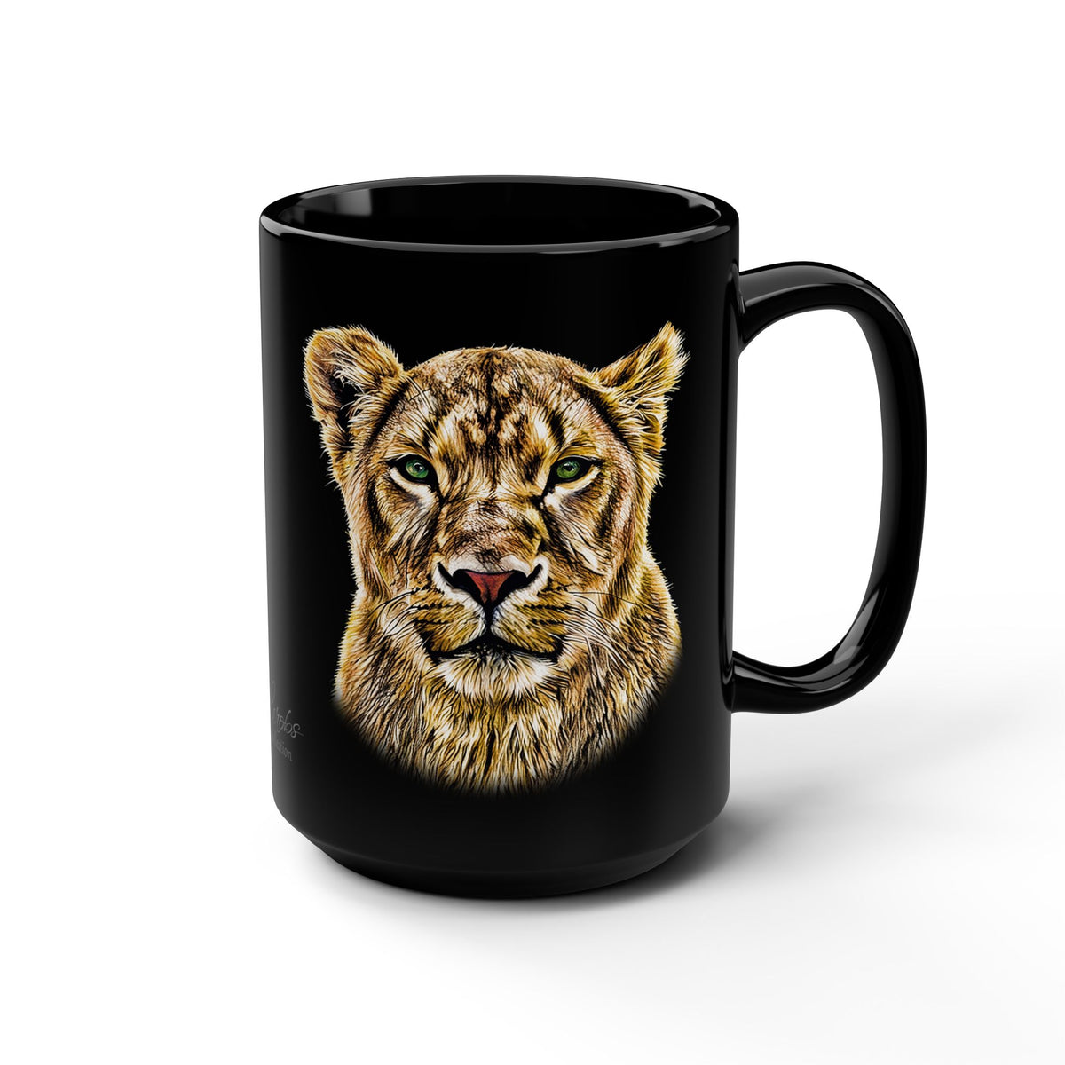 Lioness 15oz Large Black Ceramic Mug