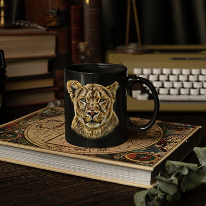 Lioness 15oz Large Black Ceramic Mug