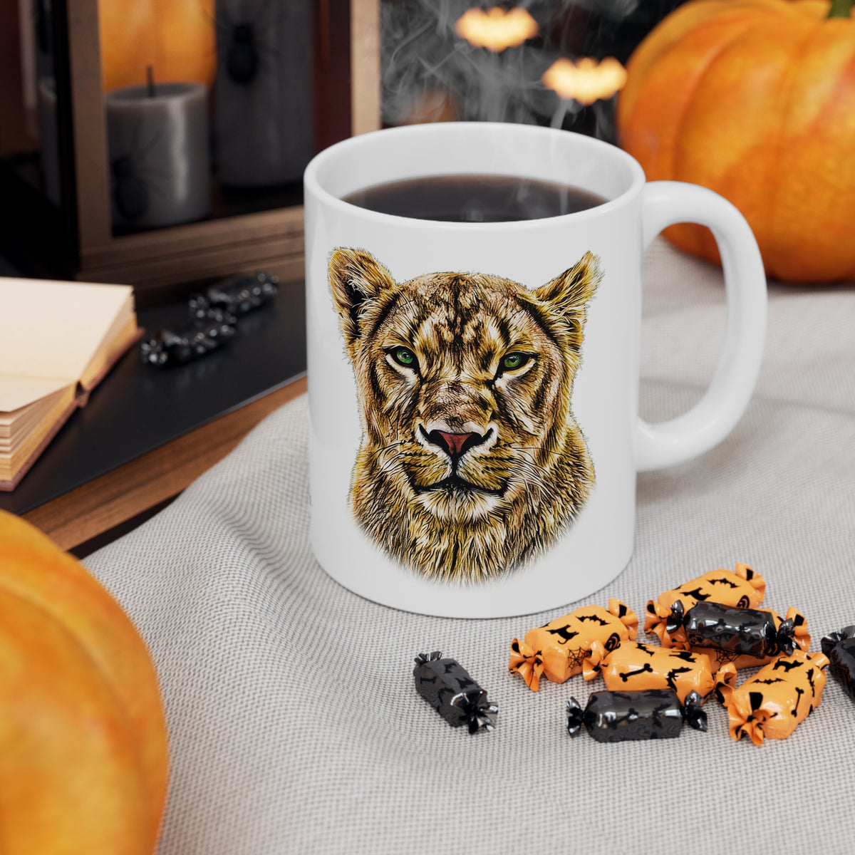 Lioness White Ceramic 11oz Mug