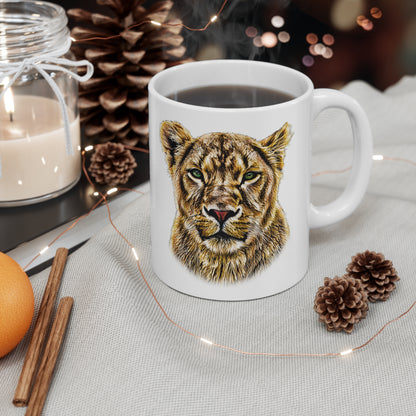 Lioness White Ceramic 11oz Mug