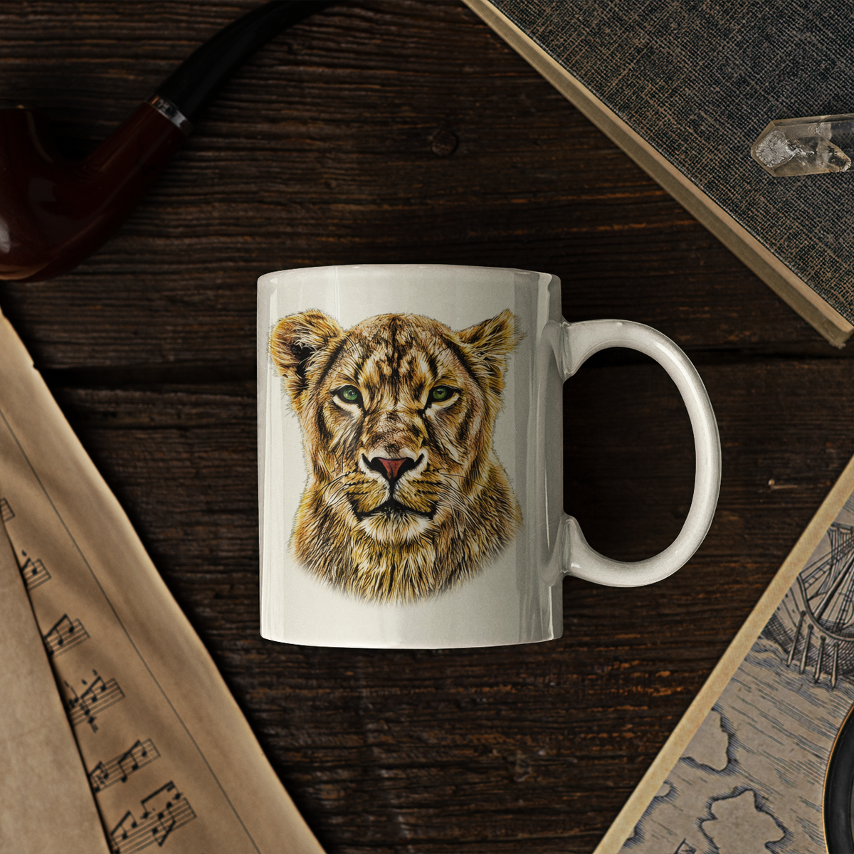 Lioness White Ceramic 11oz Mug
