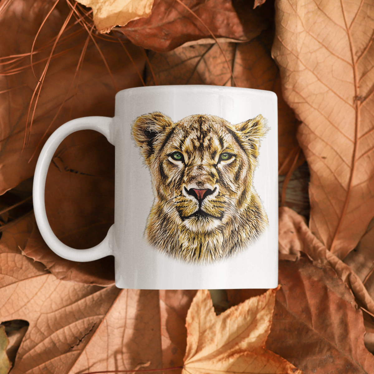 Lioness White Ceramic 11oz Mug