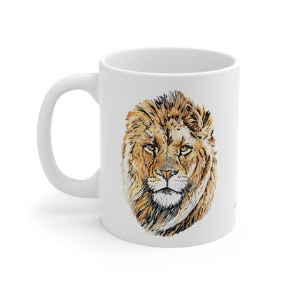 Male Lion White Ceramic 11oz Mug