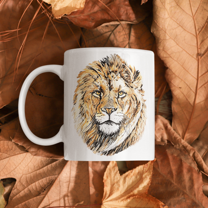 Male Lion White Ceramic 11oz Mug