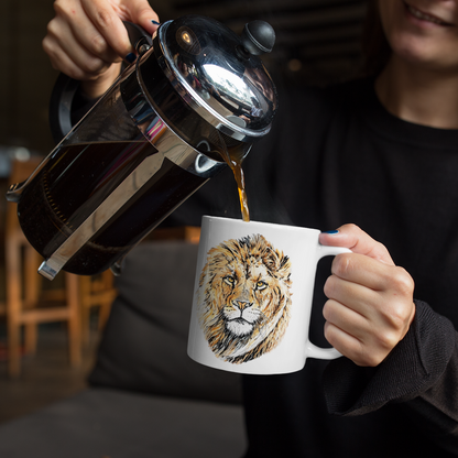 Male Lion White Ceramic 11oz Mug