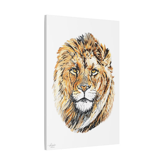 Lion Satin Stretched Canvas Print