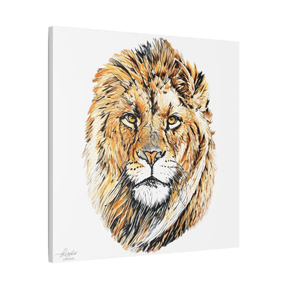 Lion Satin Stretched Canvas Print