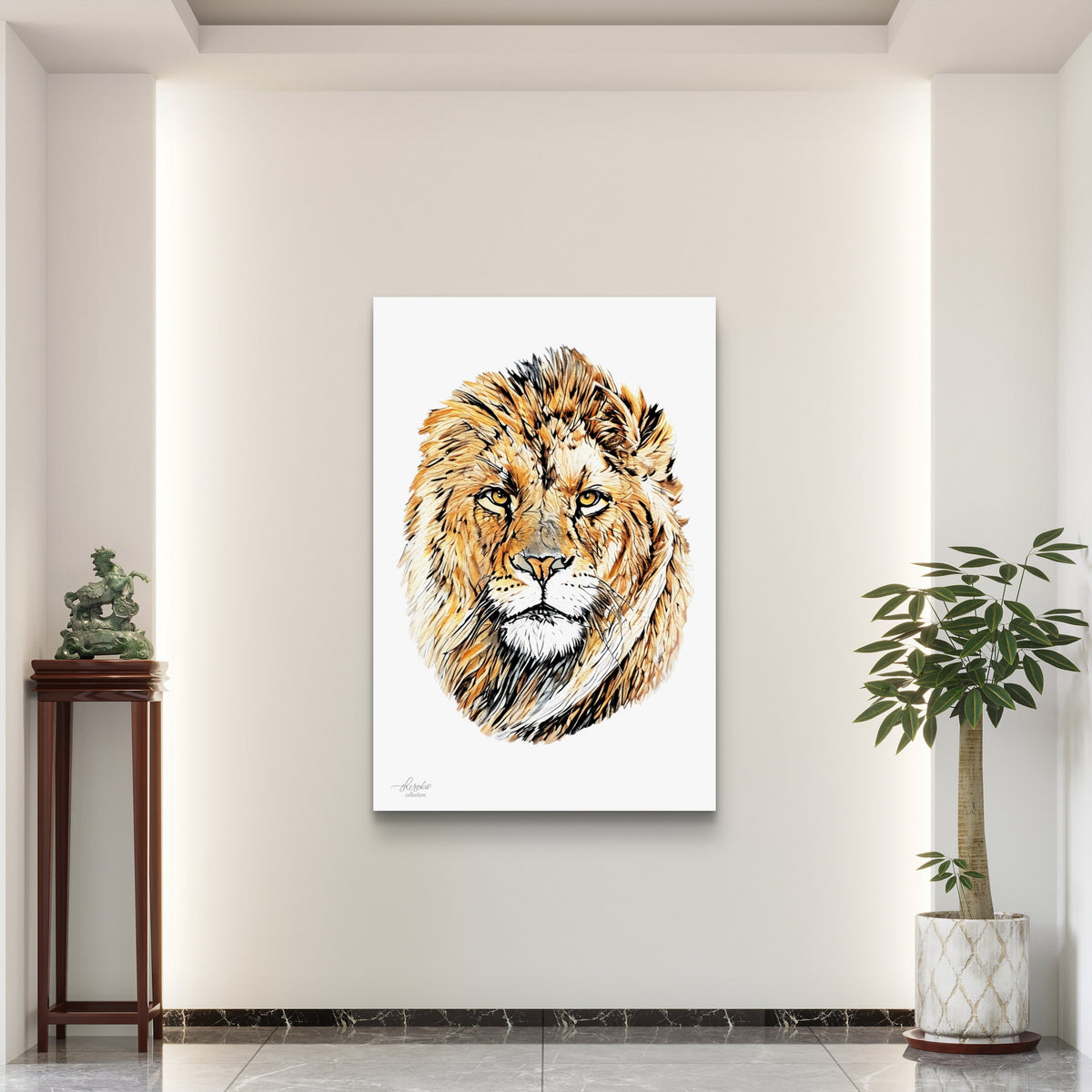 Lion Satin Stretched Canvas Print