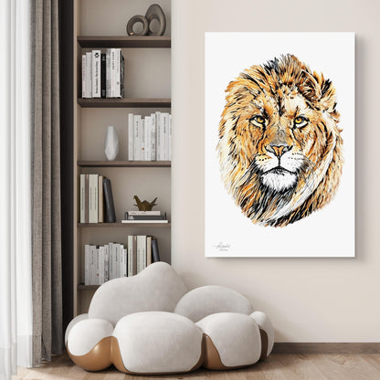 Lion Satin Stretched Canvas Print