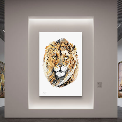 Lion Satin Stretched Canvas Print