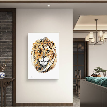 Lion Satin Stretched Canvas Print