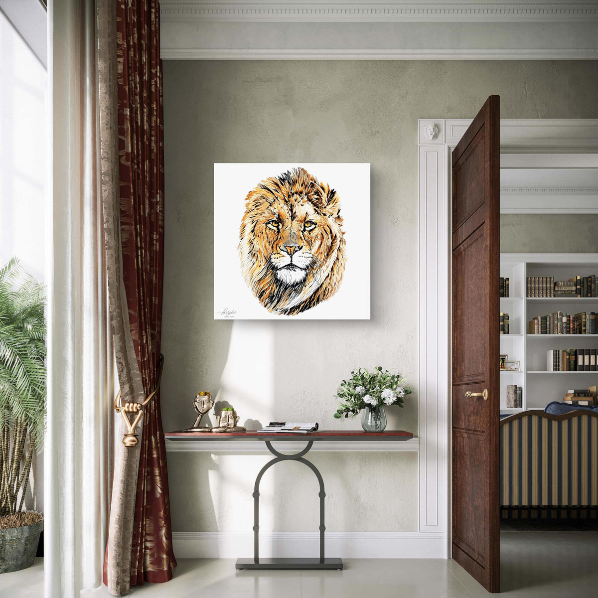 Lion Satin Stretched Canvas Print