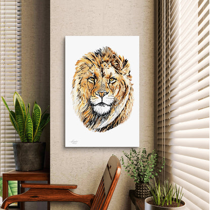 Lion Satin Stretched Canvas Print
