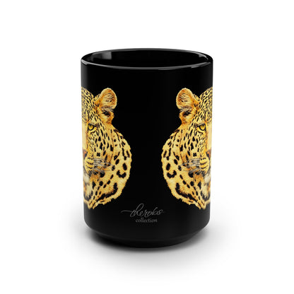 Leopard 15oz Large Black Ceramic Mug