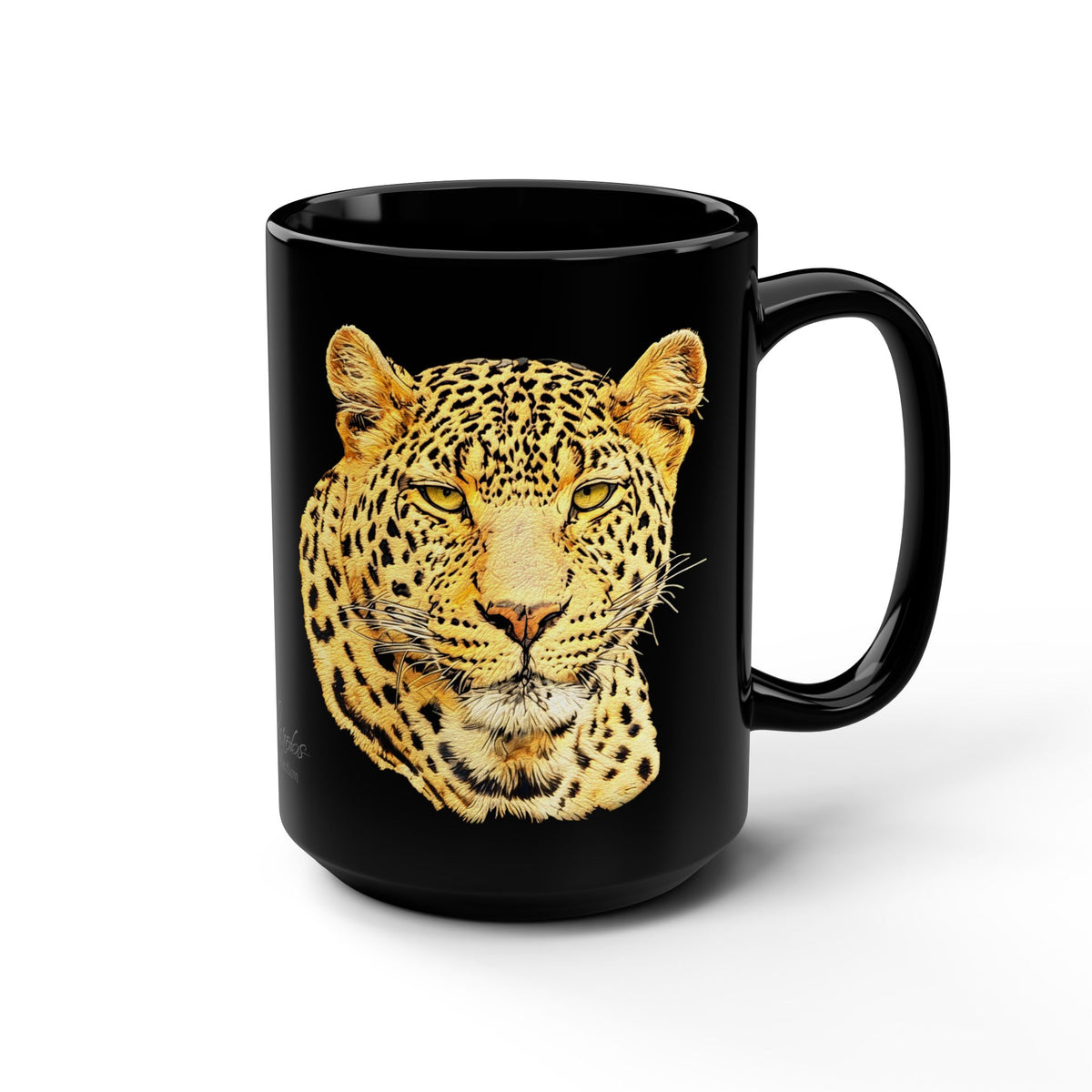 Leopard 15oz Large Black Ceramic Mug