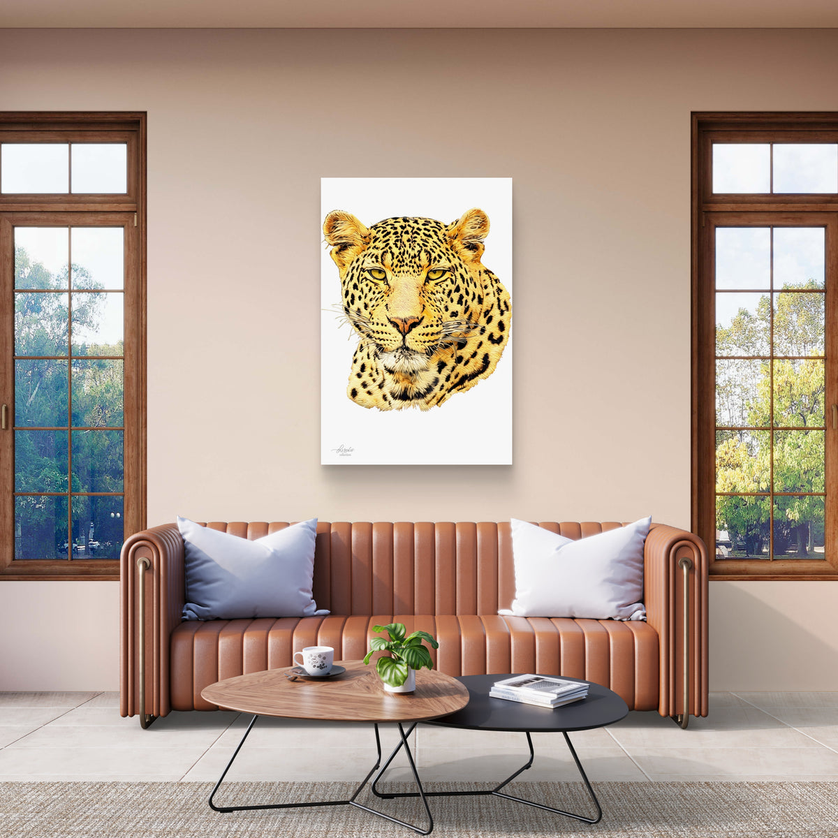 Leopard Satin Stretched Canvas Print