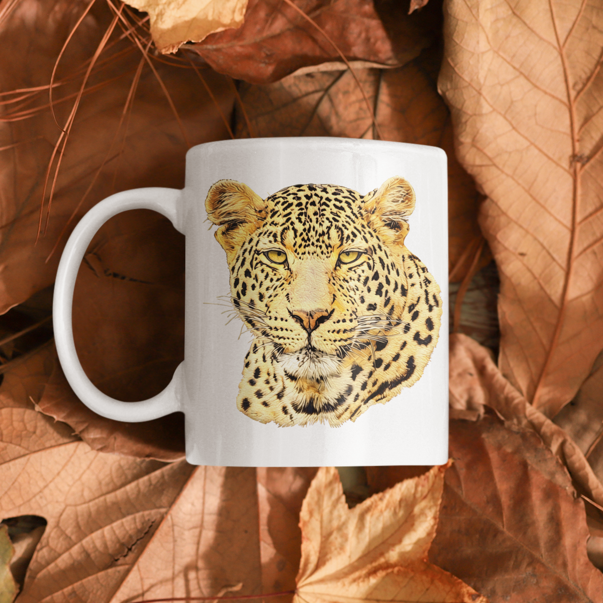 Leopard White Ceramic 11oz Mug