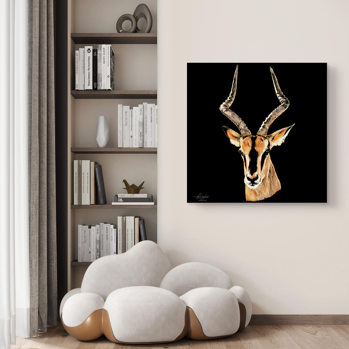 Impala Satin Stretched Black Canvas Print