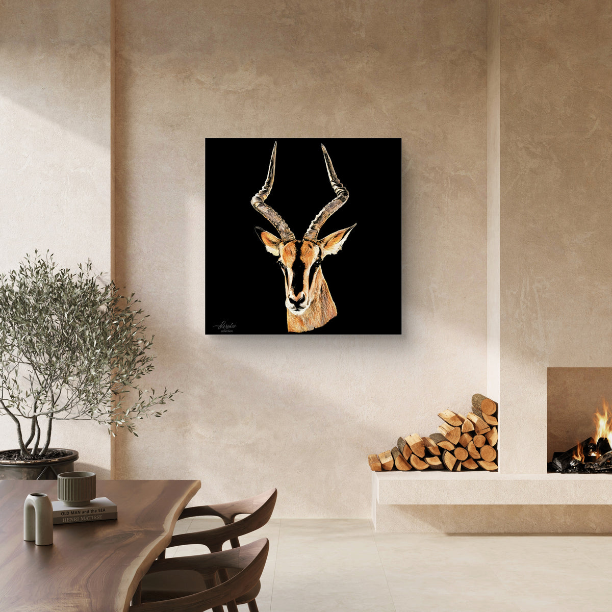 Impala Satin Stretched Black Canvas Print