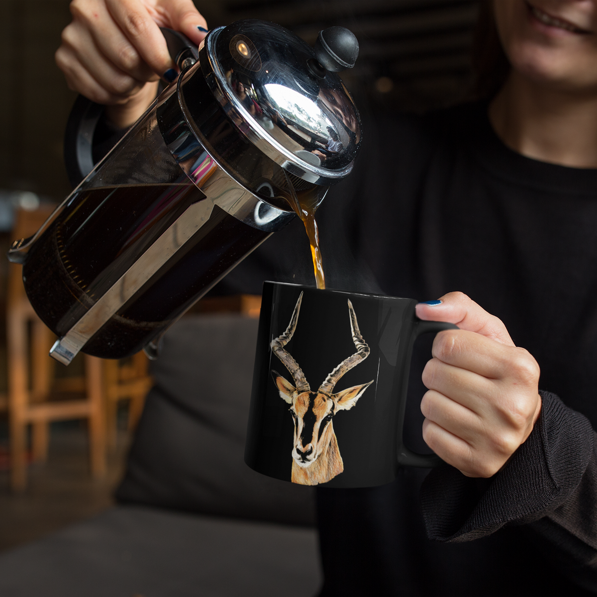 Impala 15oz Large Black Ceramic Mug
