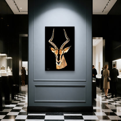 Impala Satin Stretched Black Canvas Print