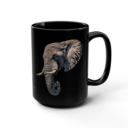 Elephant 15oz Large Black Ceramic Mug