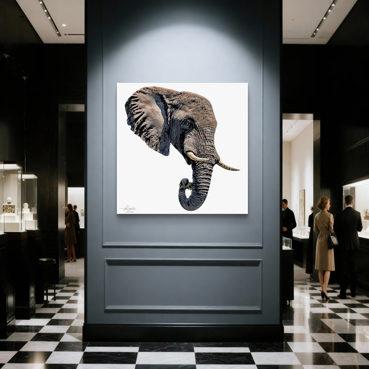 Elephant Satin Stretched Canvas Print