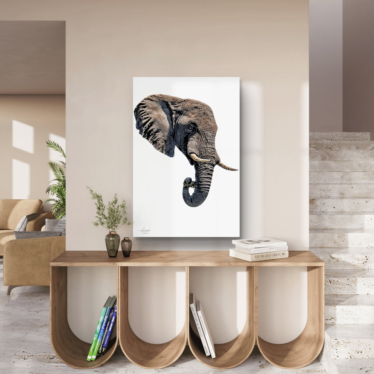 Elephant Satin Stretched Canvas Print
