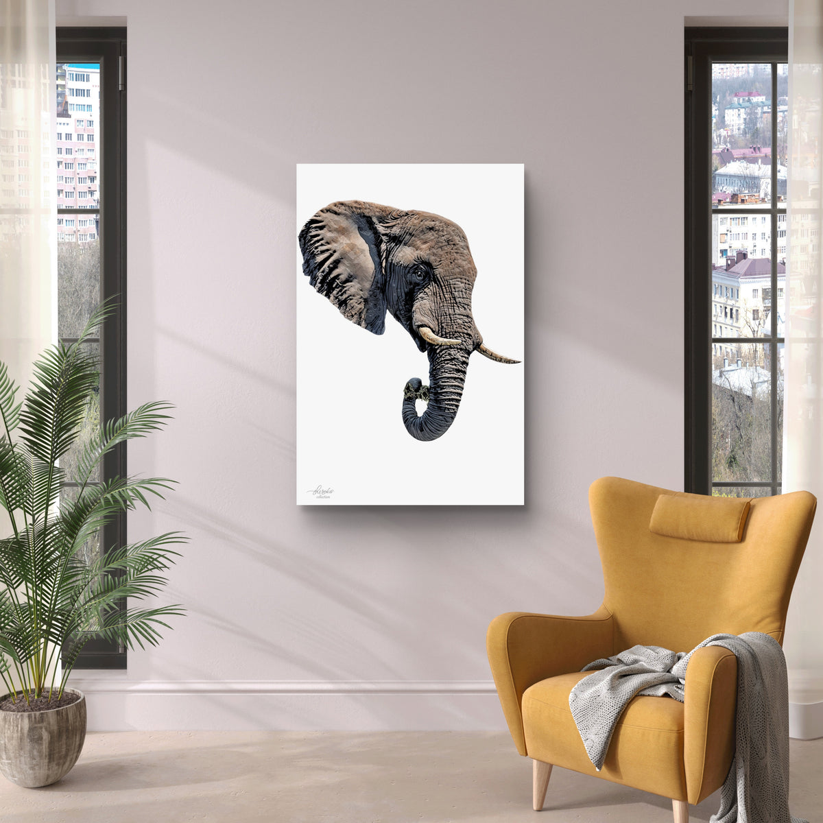 Elephant Satin Stretched Canvas Print
