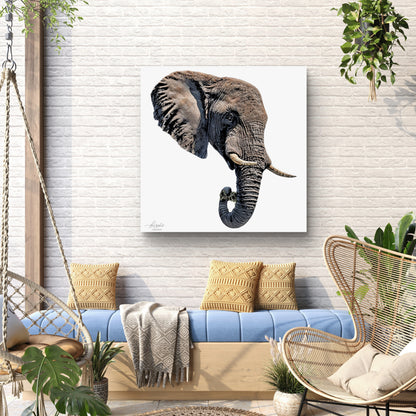 Elephant Satin Stretched Canvas Print