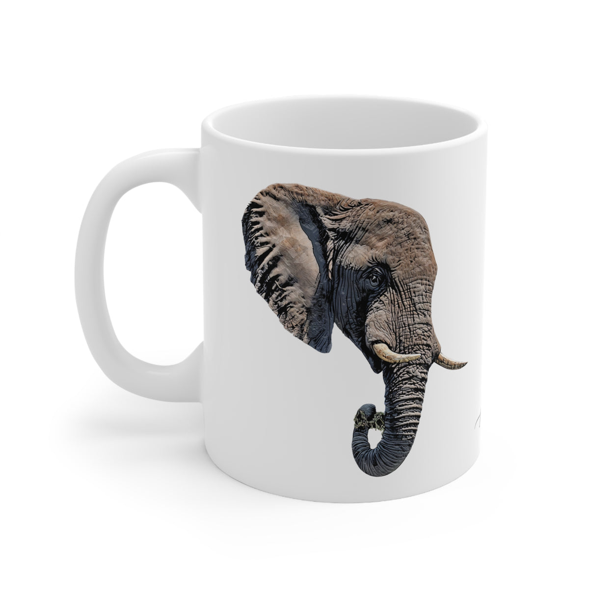 Elephant White Ceramic 11oz Mug
