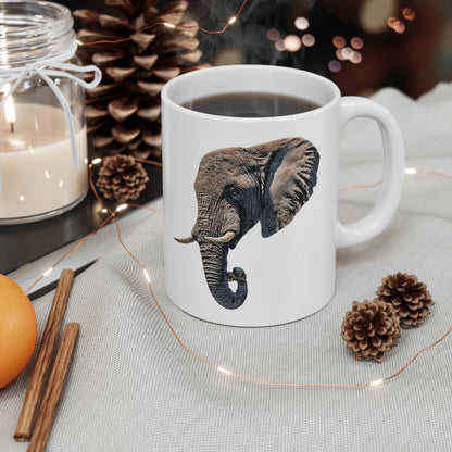 Elephant White Ceramic 11oz Mug