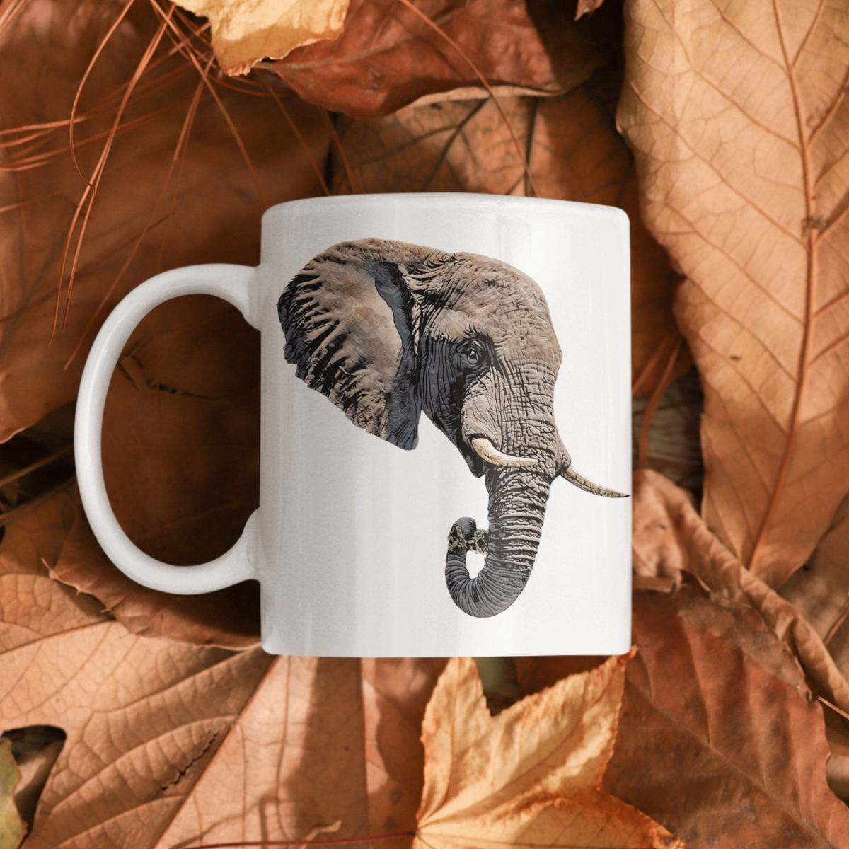 Elephant White Ceramic 11oz Mug