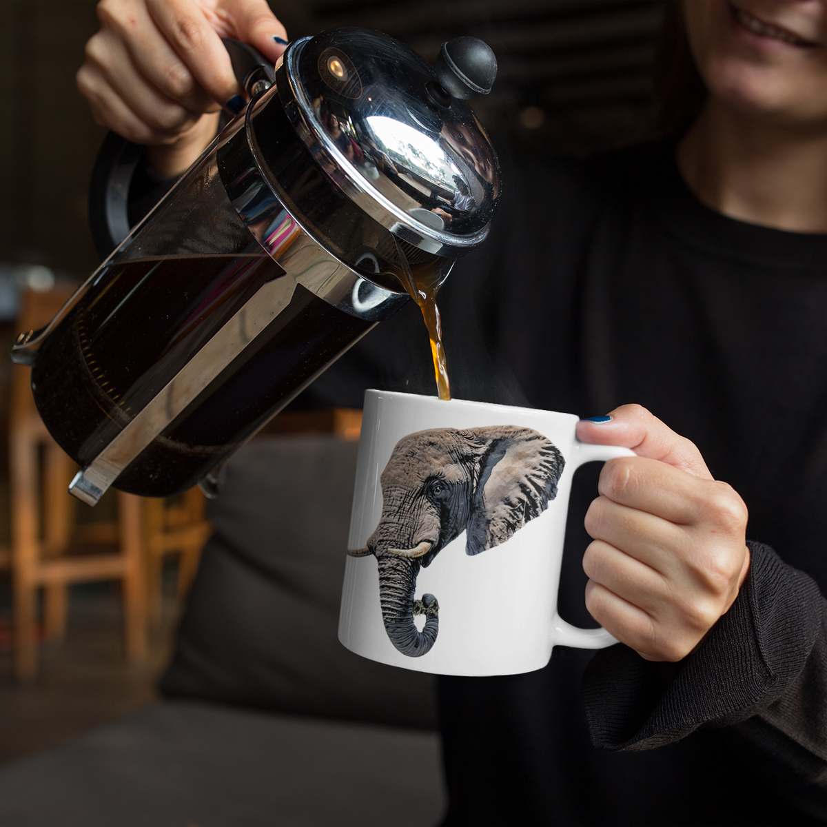 Elephant White Ceramic 11oz Mug