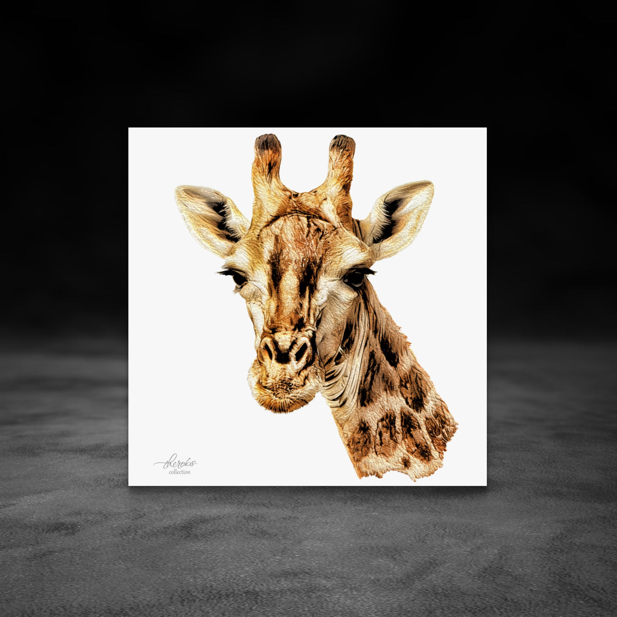 Giraffe Satin Stretched Canvas Print