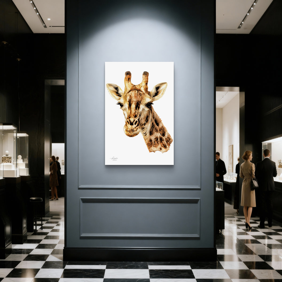 Giraffe Satin Stretched Canvas Print