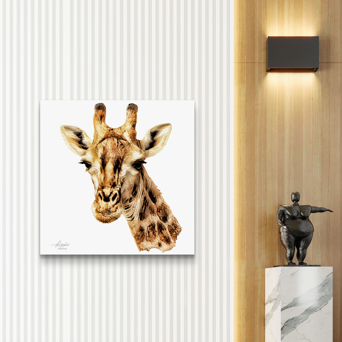Giraffe Satin Stretched Canvas Print