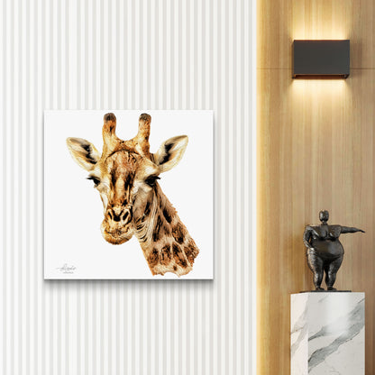 Giraffe Satin Stretched Canvas Print