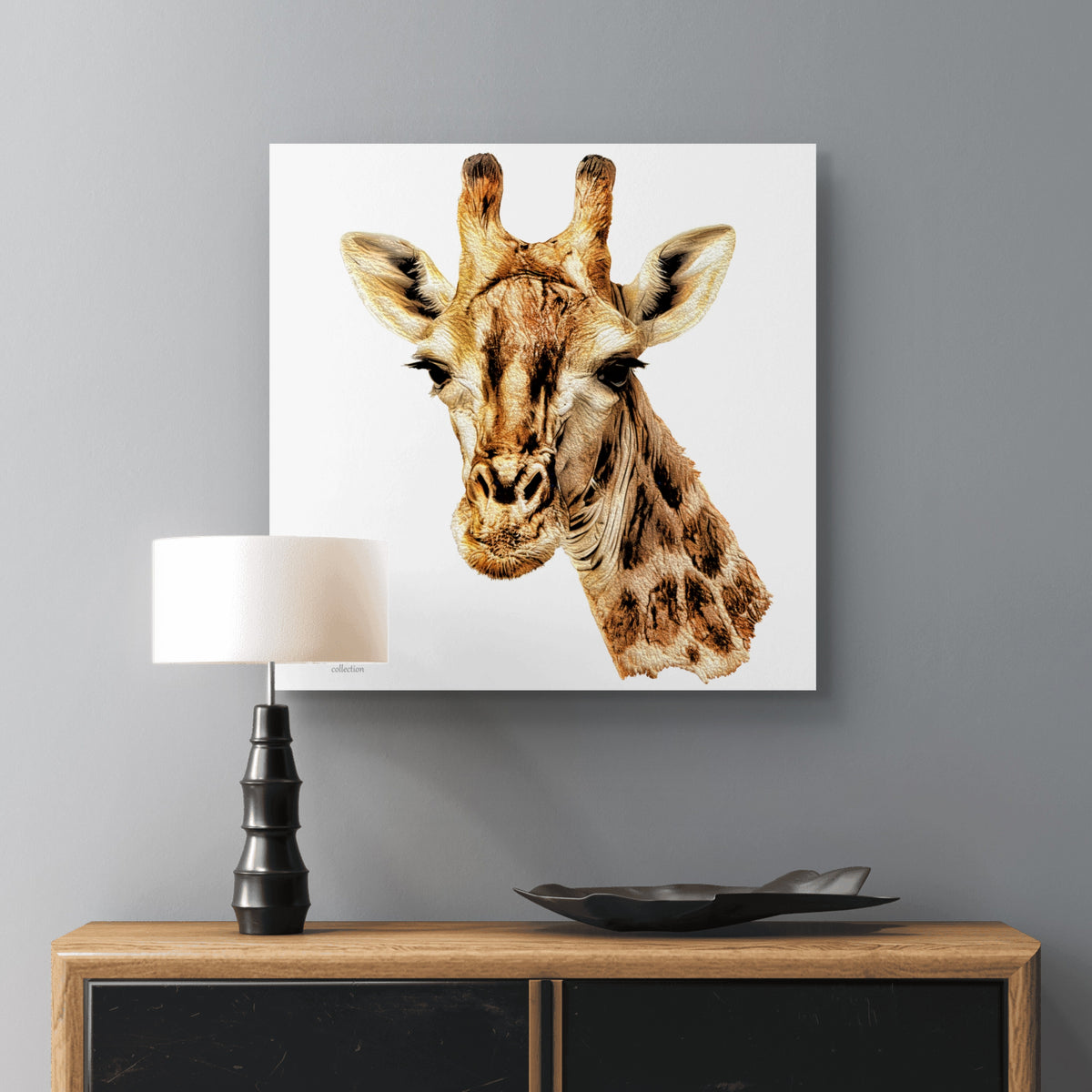 Giraffe Satin Stretched Canvas Print