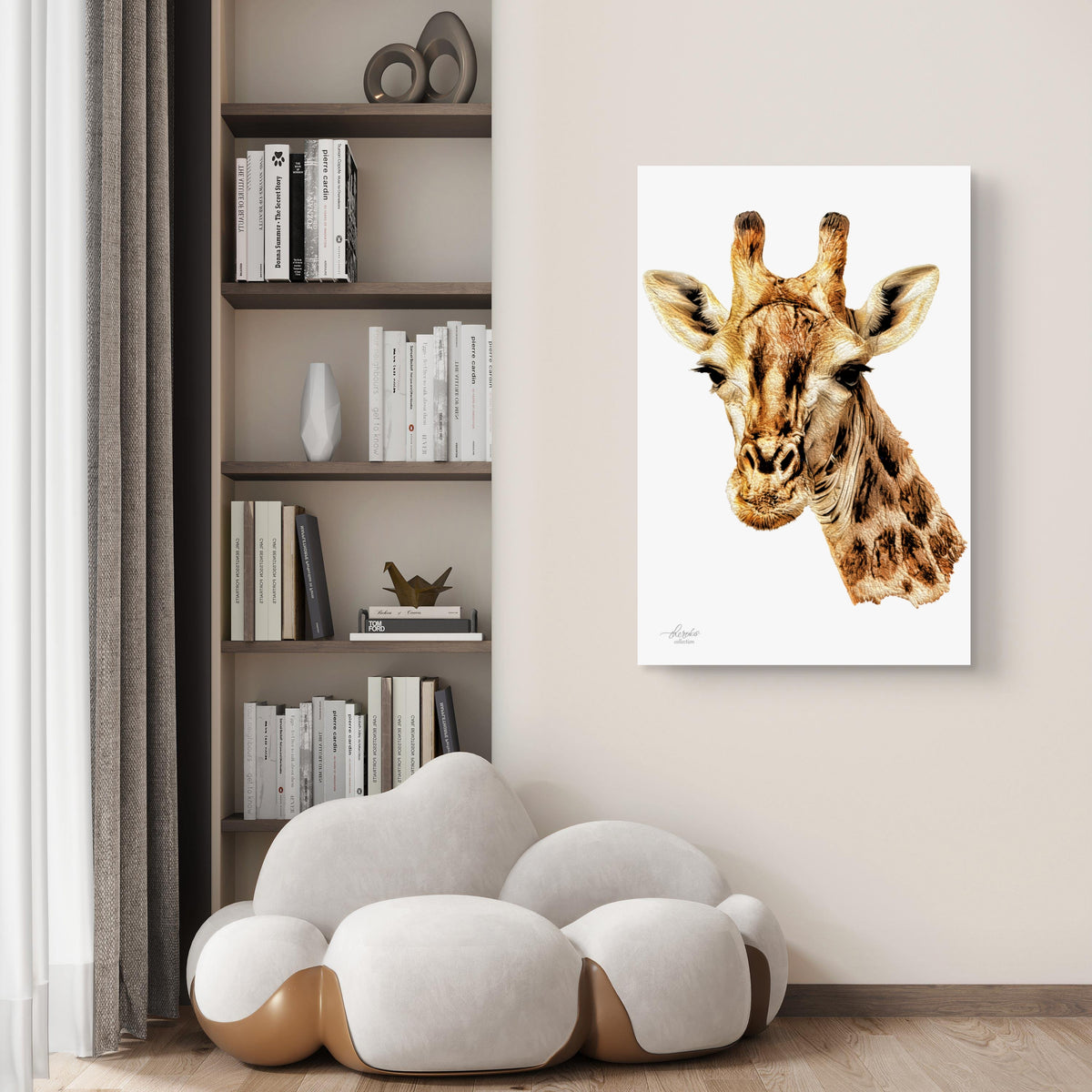 Giraffe Satin Stretched Canvas Print