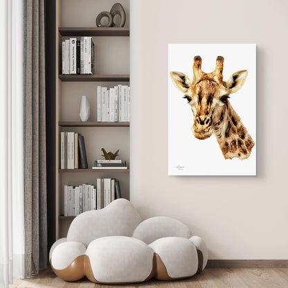 Giraffe Satin Stretched Canvas Print