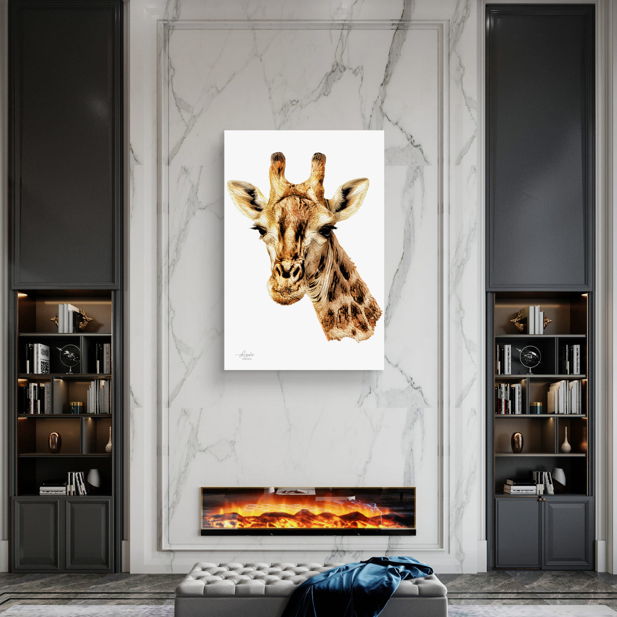 Giraffe Satin Stretched Canvas Print
