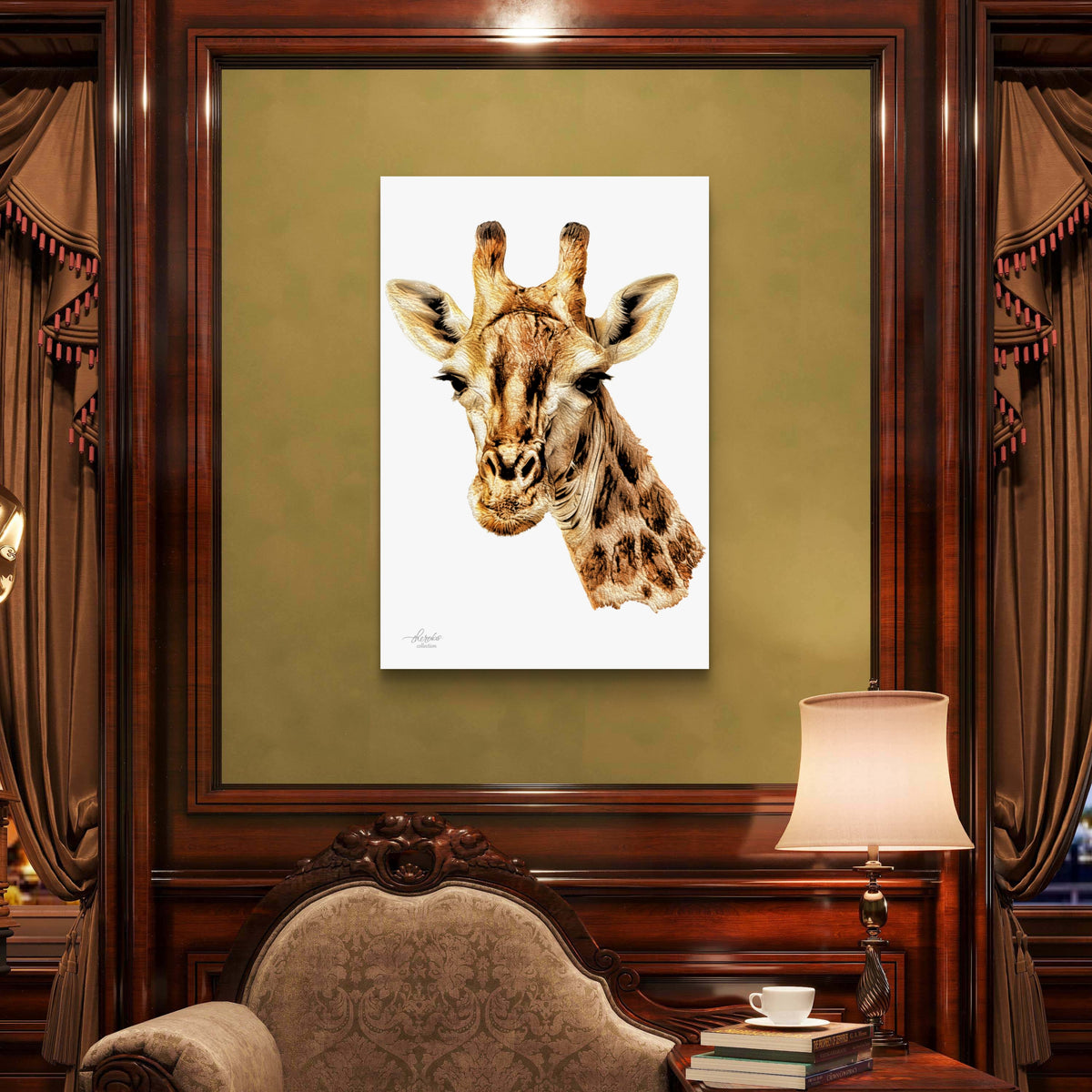 Giraffe Satin Stretched Canvas Print