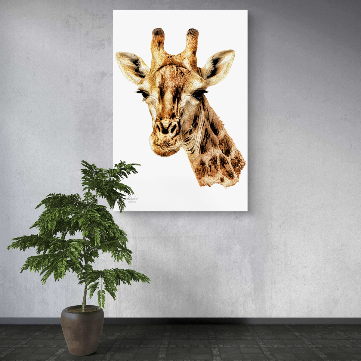Giraffe Satin Stretched Canvas Print