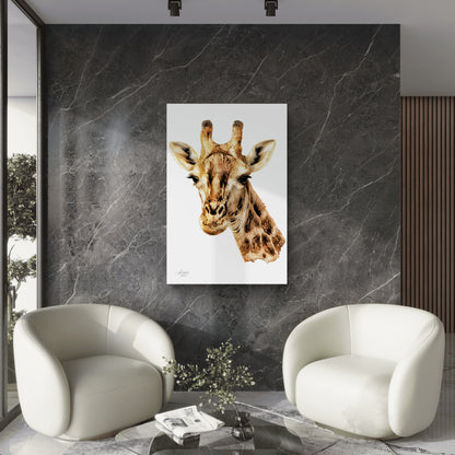 Giraffe Satin Stretched Canvas Print