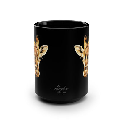 Giraffe 15oz Large Black Ceramic Mug