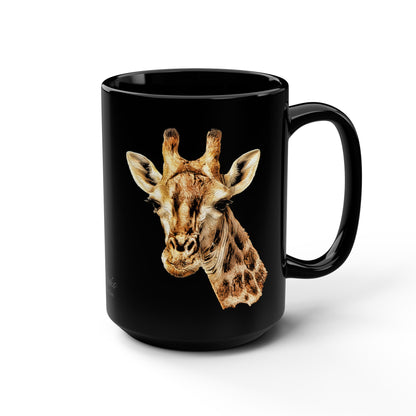 Giraffe 15oz Large Black Ceramic Mug