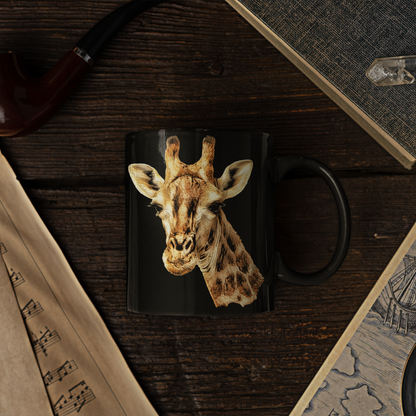 Giraffe 15oz Large Black Ceramic Mug