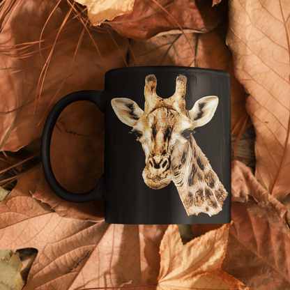 Giraffe 15oz Large Black Ceramic Mug