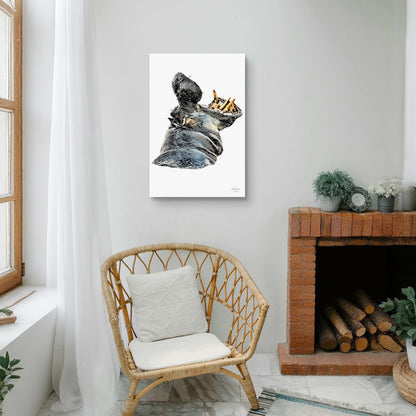 Hippo Satin Stretched Canvas Print